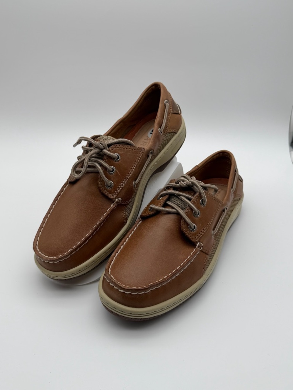 Sperry Cognac Leather Boat Shoes with Tan Soles